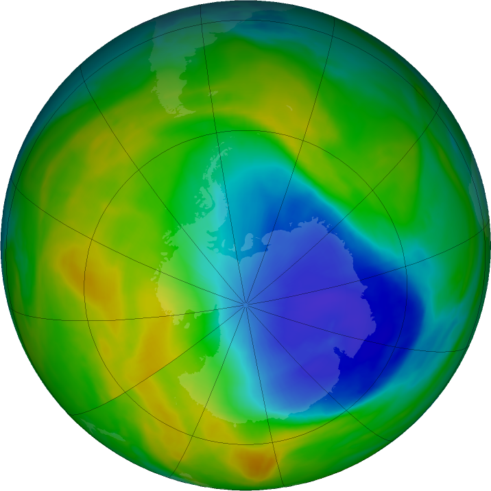 Antarctic ozone map for 07 November 2024